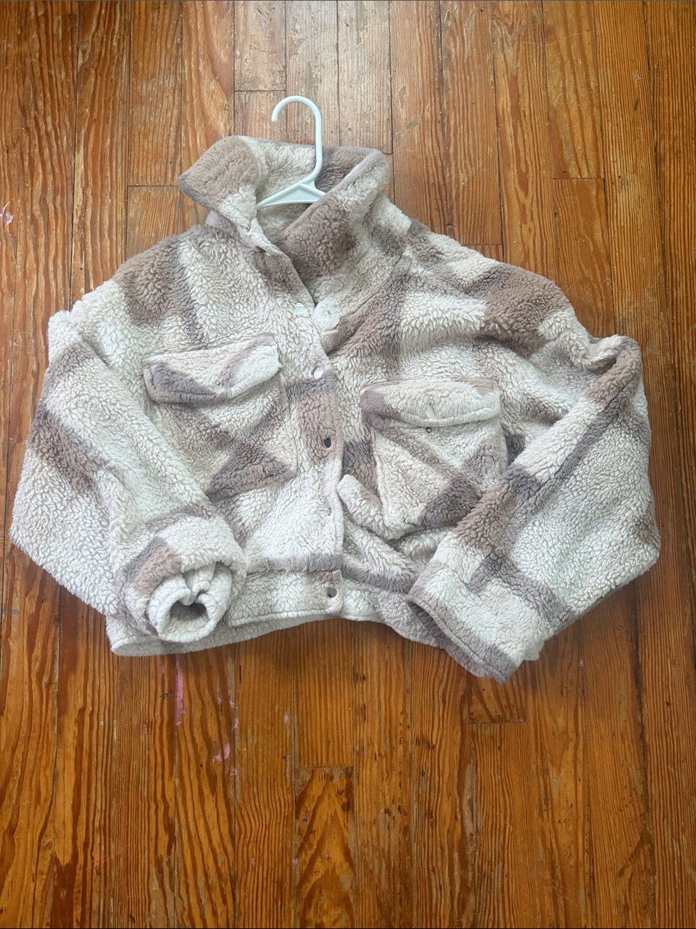 Ashley By 26 International Plush Sherpa Jacket - Cream & Light Brown